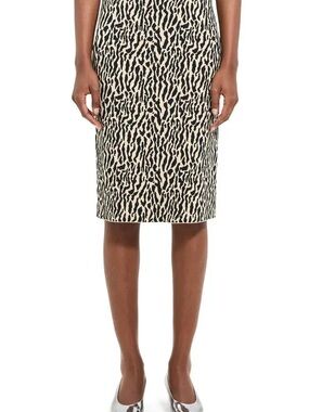 Theory Black and Beige Bristol Print Pencil Skirt